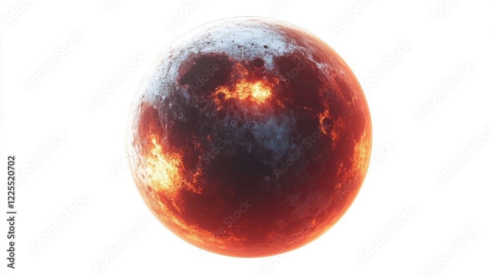 Obraz premium Fiery Planet, Volcanic World, Cosmic Orb