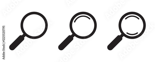 Loupe icons set. Search icon. Magnifying glass icon, magnifier icon.