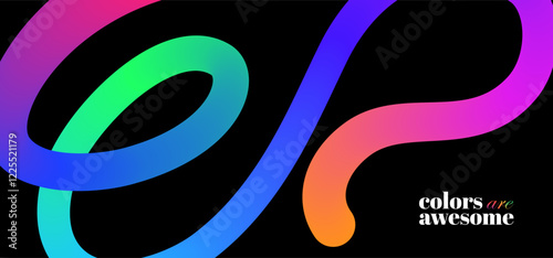 Abstract Background with Colorful Gradient curves. Cool and fun design elements.