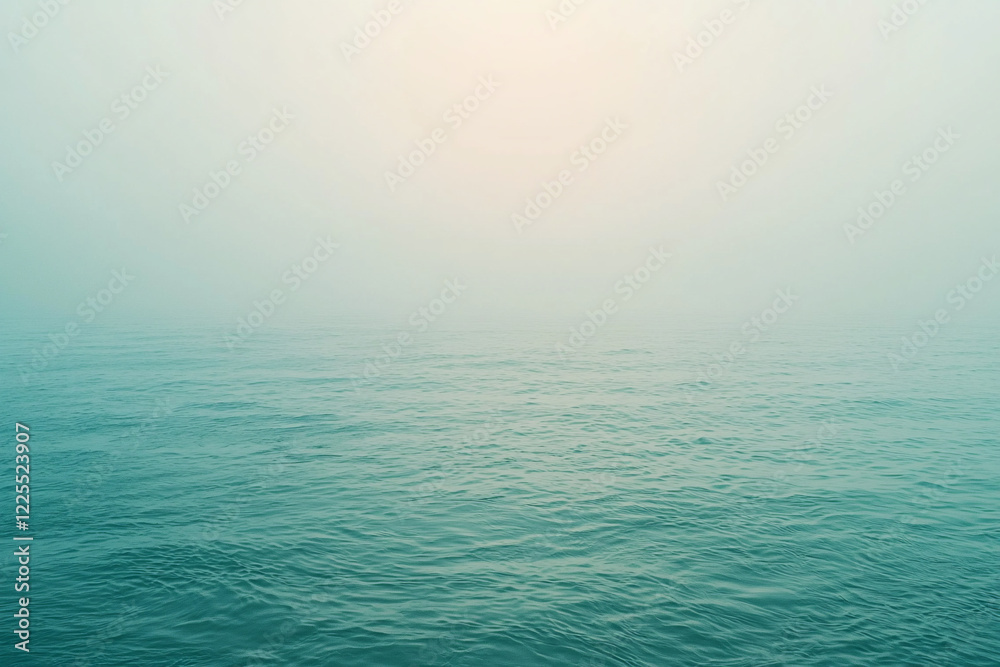 Serene misty ocean landscape at dawn, with calm waters reflecting soft light and tranquility Serene misty ocean landscape at dawn, with calm waters reflecting soft light and tranquility
