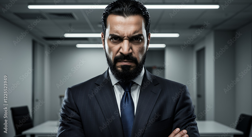 Angry Businessman in Office, Serious Corporate Portrait Angry Businessman in Office, Serious Corporate Portrait