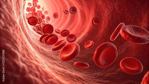 Red Blood Cells Flowing Through Human Blood Vessel Anatomy Visual photo