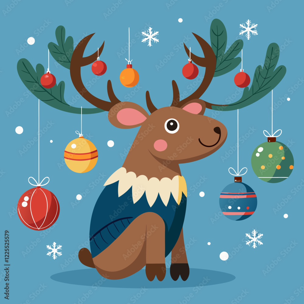 Naklejka premium reindeer and santa claus