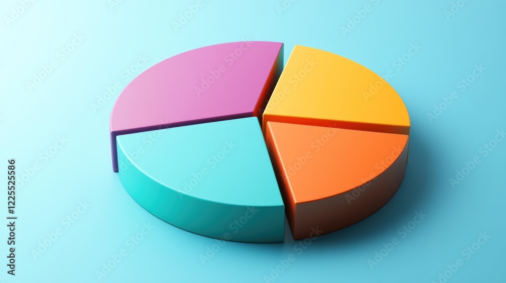 Fototapeta premium Colorful Three Dimensional Pie Chart Data Visualization