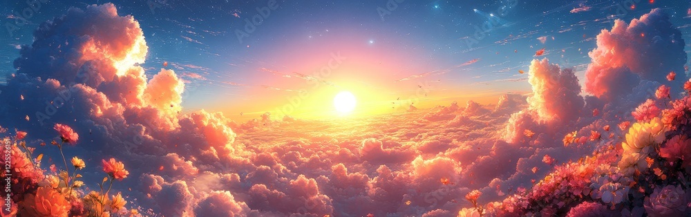 A breathtaking image of vibrant, colorful clouds illuminated by sunlight. Perfect for use in inspirational, artistic, or wellness-focused projects. Evokes peace, imagination, and serenity. A breathtaking image of vibrant, colorful clouds illuminated by sunlight. Perfect for use in inspirational, artistic, or wellness-focused projects. Evokes peace, imagination, and serenity.