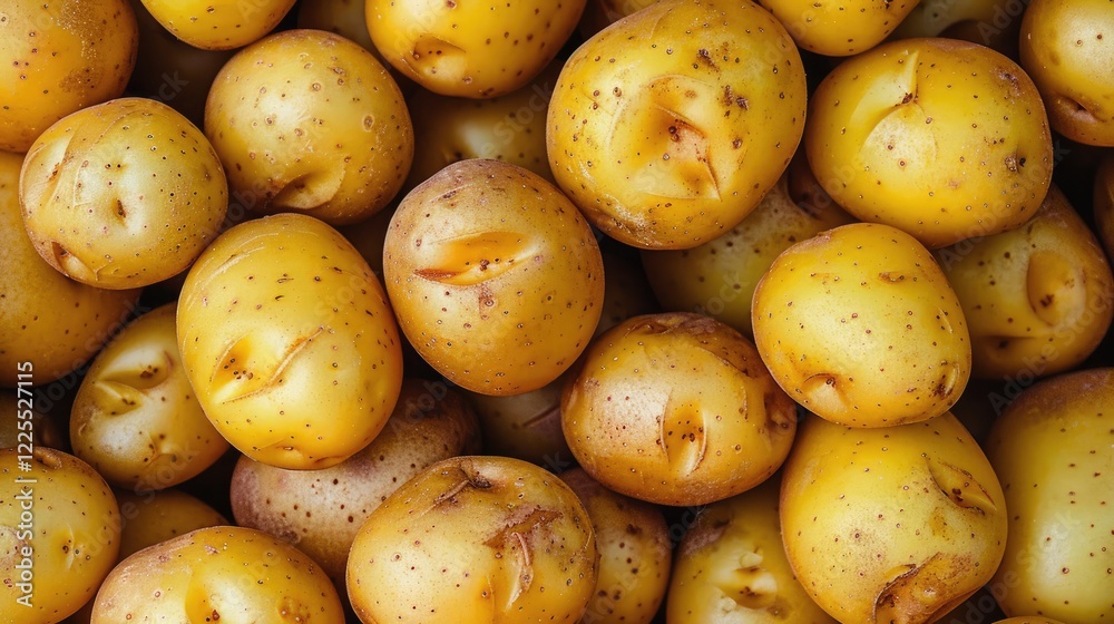Top view of a pile of uncooked potatoes Top view of a pile of uncooked potatoes