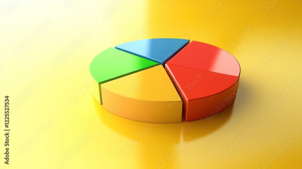 Fototapeta premium Colorful Five Section Pie Chart Data Representation