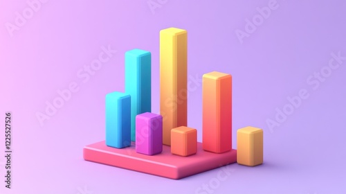 Colorful Three Dimensional Bar Graph Data Representation
