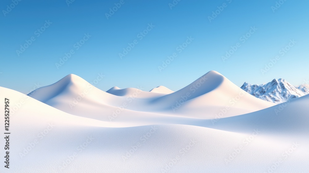 Snowy mountain range under a clear blue sky, winter landscape, serene background, ideal for travel brochures Snowy mountain range under a clear blue sky, winter landscape, serene background, ideal for travel brochures