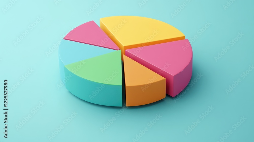 Fototapeta premium Colorful Three Dimensional Pie Chart Data Representation