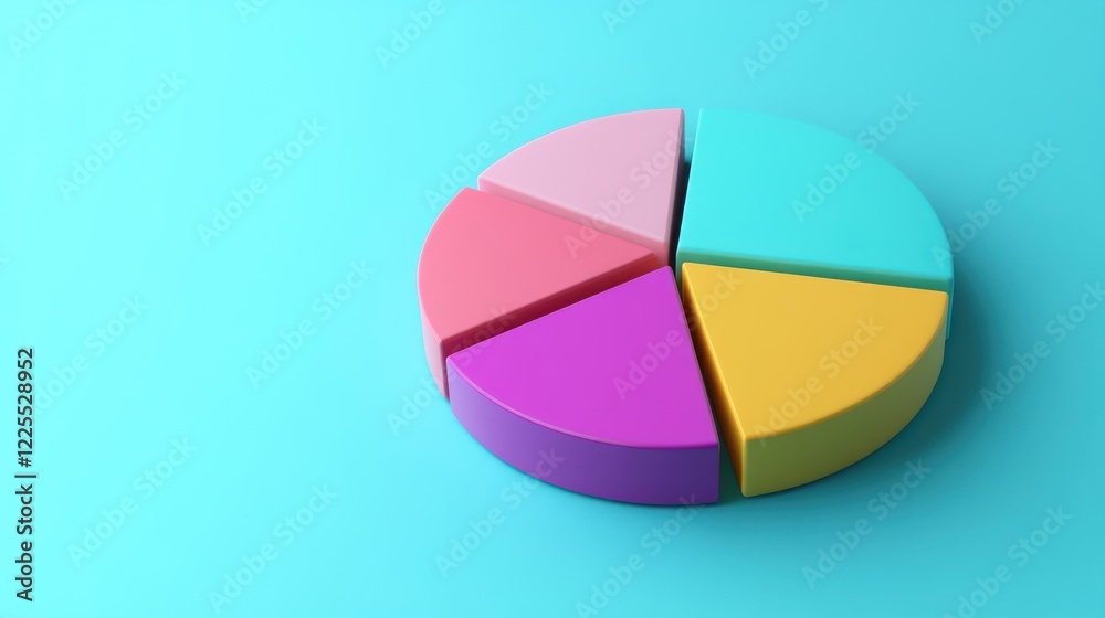 Obraz premium Colorful Five Section Pie Chart Data Visualization