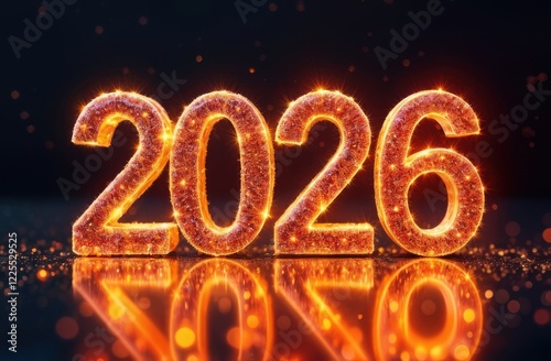 Concept for a Sparkling 2026 New Year Celebration featuring Glittering Numbers and Decorations