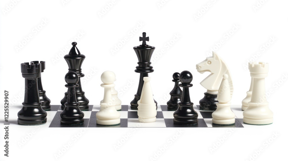 Chess pieces arranged on a board ready for a game Chess pieces arranged on a board ready for a game