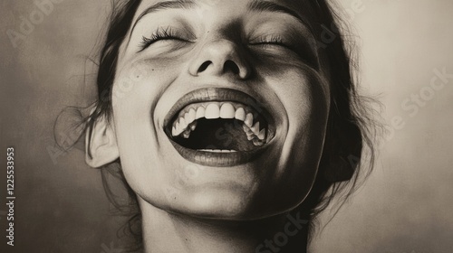 Joyful woman expressing happiness with a bright smile showcasing genuine emotion and warmth in a close-up portrait.