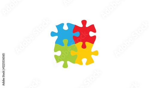 Colorful Puzzle Pieces: A vibrant and optimistic image featuring four colorful puzzle pieces fitting together perfectly, representing unity, collaboration, and problem-solving.