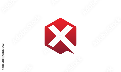 Red Hexagon X Logo:  A modern and bold logo design featuring a white 