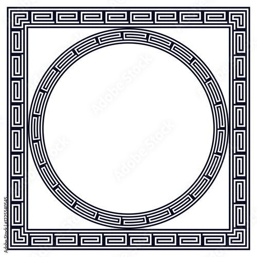 Luxury black rectangle frame corner certificate page border pattern line photo thai frame islamic wedding invitation background