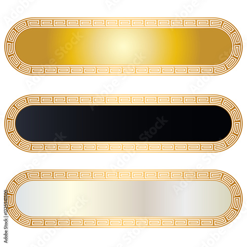 Set of luxury golden arabic islamic banner title frame text box transparent background