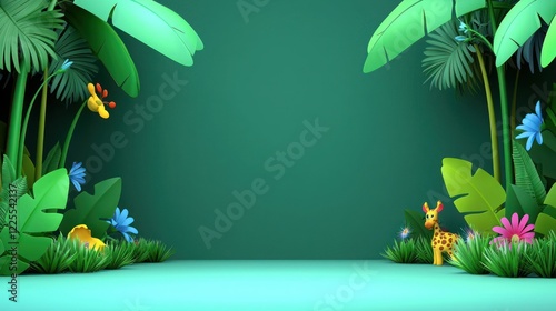 Fototapeta Naklejka Na Ścianę i Meble -  Playful Jungle Animals 3D Render