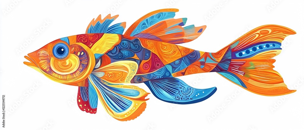 Fototapeta premium Vibrant Handdrawn Colorful Fish Illustrations for Creative Designs