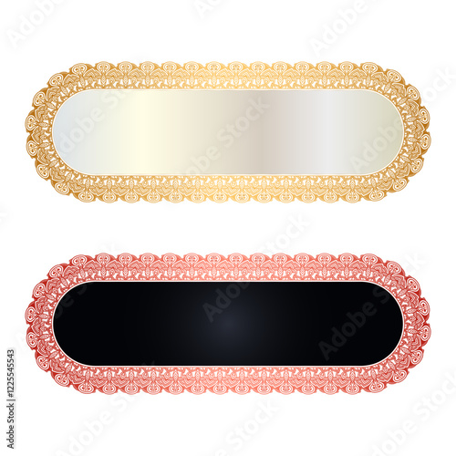 Set of luxury golden arabic islamic banner title frame text box transparent background