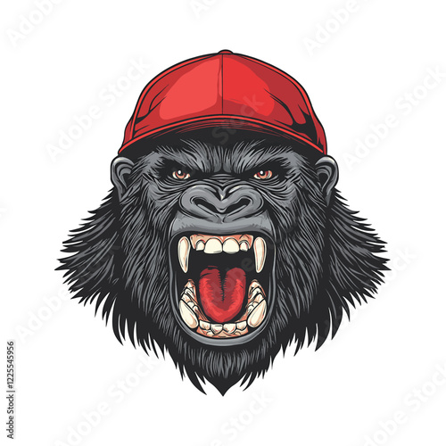 Monkey head logo mascot, Ape logo illustration, Gorilla mascot illustration, Primate logo design
