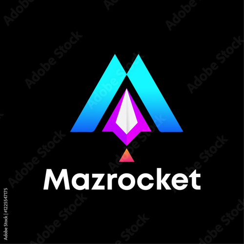 Modern abstract creative rocket w letter logo design photo