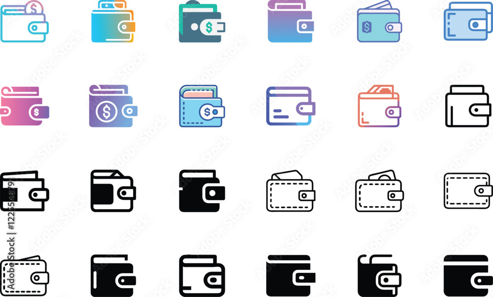 Wallet icon design set
Wallet icon design set