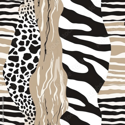 Seamless Animal Print Patterns: Zebra, Leopard, Giraffe, and Tiger Stripes