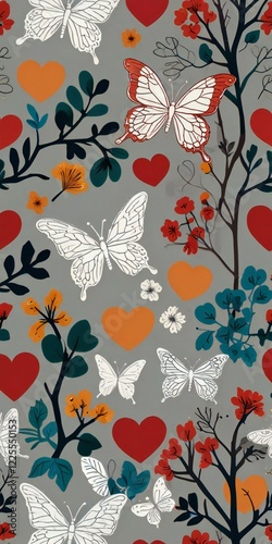 Wallpaper Mural seamless pattern with flowers Torontodigital.ca