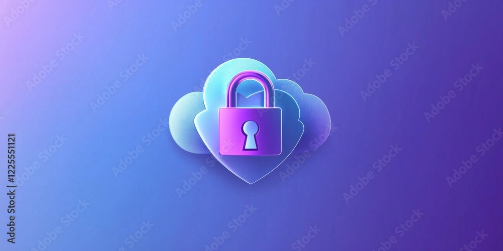 Cloud Security Icon with Padlock Symbolizing Data Protection and Privacy in Digital Environment Cloud Security Icon with Padlock Symbolizing Data Protection and Privacy in Digital Environment