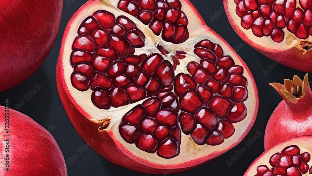 A Vibrant Pomegranate Showcase Featuring Juicy Seeds That Are Visually Appealing A Vibrant Pomegranate Showcase Featuring Juicy Seeds That Are Visually Appealing