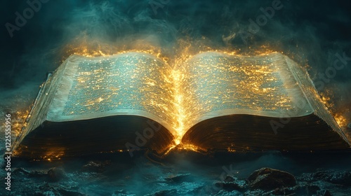 Flaming Book, Mystical Cave, Fantasy, Power photo