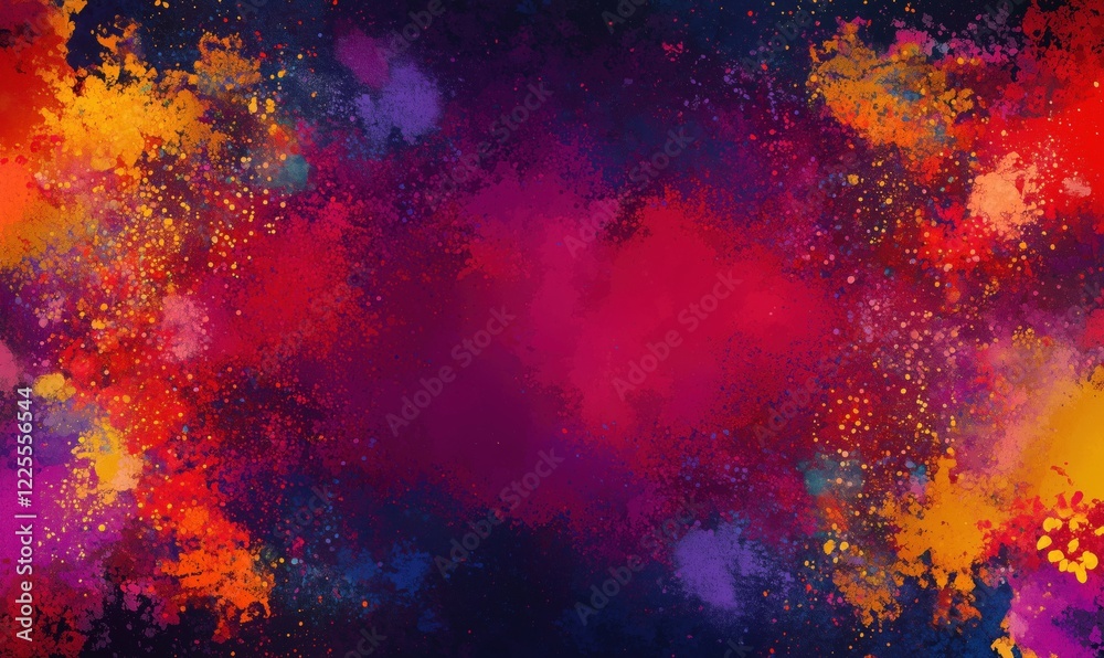 Vibrant Abstract Colorful Background with Splashes of Red, Orange, Purple, and Yellow in a Dark Setting Vibrant Abstract Colorful Background with Splashes of Red, Orange, Purple, and Yellow in a Dark Setting