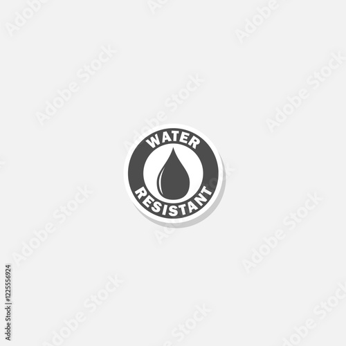 Water resistant icon sticker isolated on gray background
