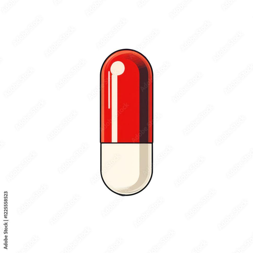 A simple illustration of a red and white pill on a solid background. transparent, alpha background png A simple illustration of a red and white pill on a solid background. transparent, alpha background png