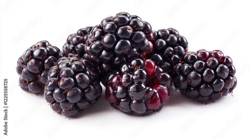 Blackberries piled in a cluster with glossy skin and rich color, showcasing their plump texture and fresh appearance, ideal for desserts or smoothies. Blackberries piled in a cluster with glossy skin and rich color, showcasing their plump texture and fresh appearance, ideal for desserts or smoothies.