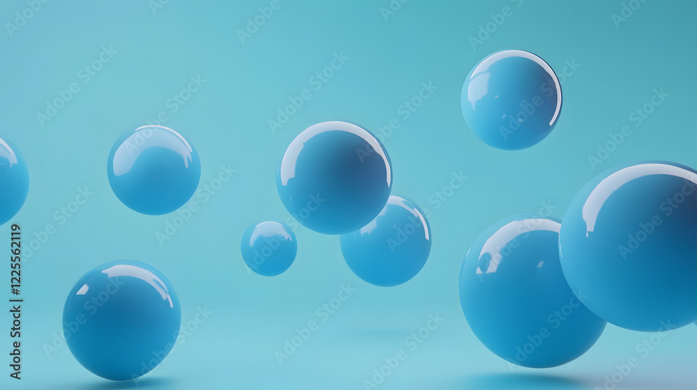 Abstract 3D Rendering background with blue bouncing balls. Abstract 3D Rendering background with blue bouncing balls.