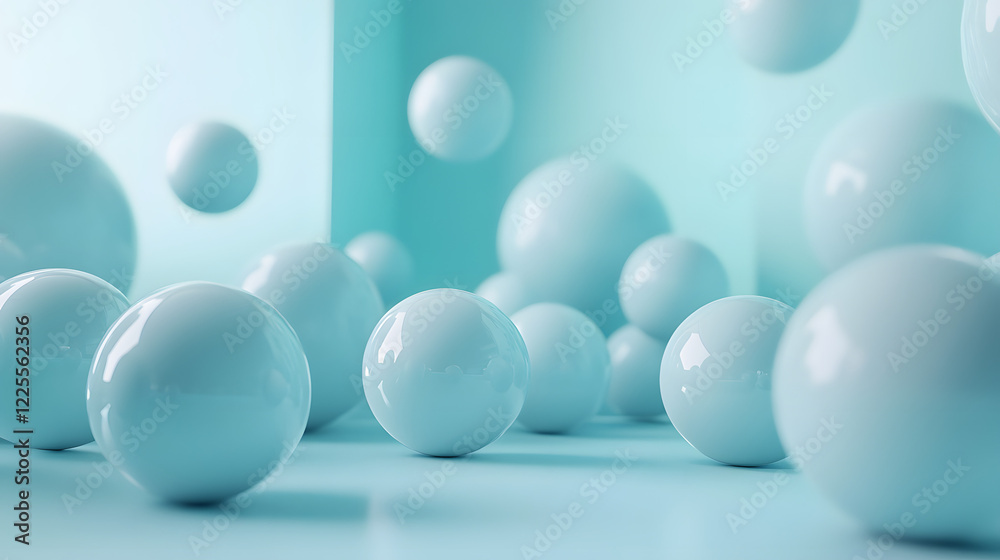 Abstract 3D Rendering background with blue bouncing balls. Abstract 3D Rendering background with blue bouncing balls.