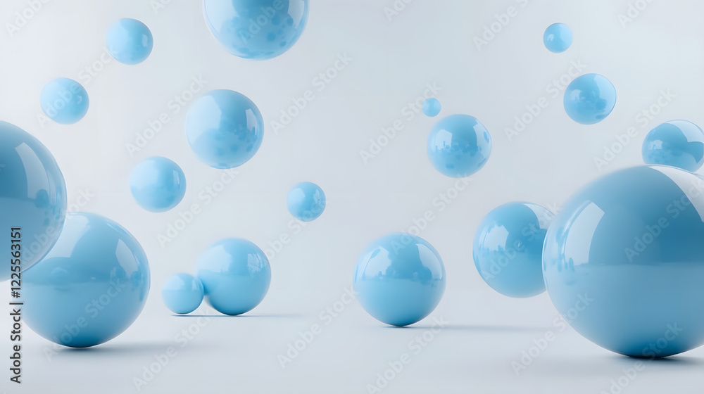 Abstract 3D Rendering background with blue bouncing balls. Abstract 3D Rendering background with blue bouncing balls.