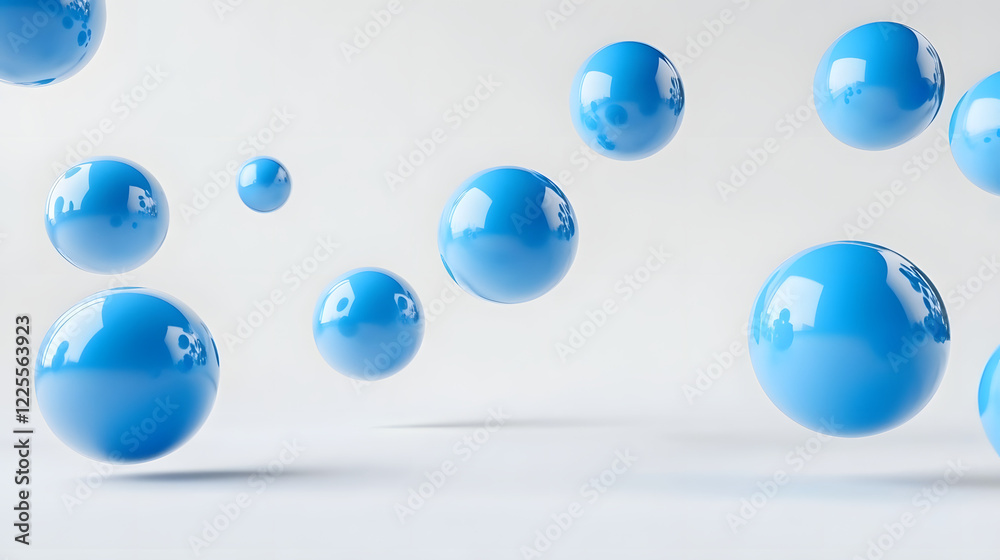 Abstract 3D Rendering background with blue bouncing balls. Abstract 3D Rendering background with blue bouncing balls.