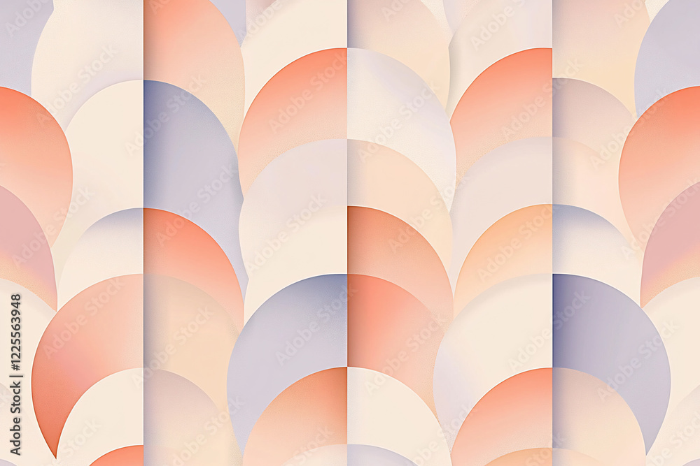 Abstract design featuring layered pastel-colored semicircles creating a soothing pattern Abstract design featuring layered pastel-colored semicircles creating a soothing pattern