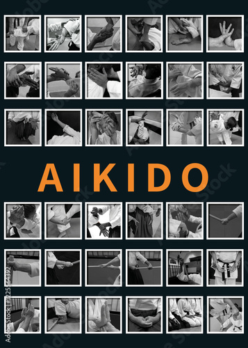 Many aikdo technique hand - Nombreuses techniques d'aïkido représentation des mains