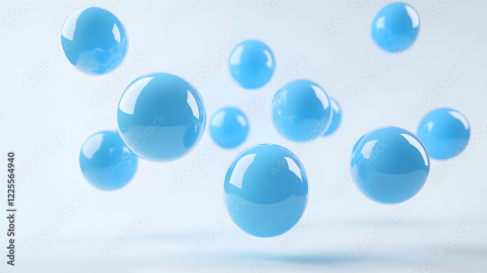 Abstract 3D Rendering background with blue bouncing balls. Abstract 3D Rendering background with blue bouncing balls.