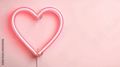 Wallpaper Mural A glowing pink neon heart sign against a pastel pink background. Torontodigital.ca