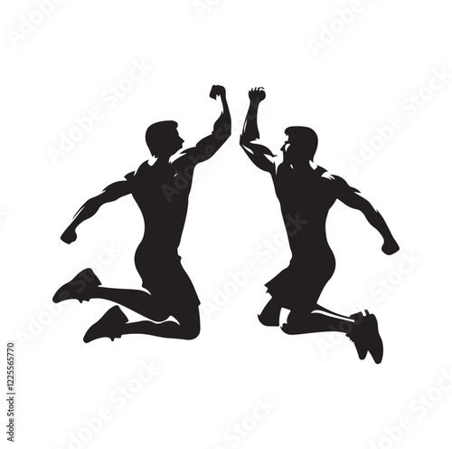 men jumping chest bump  silhouette vector illustration
