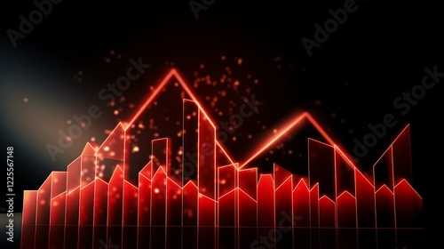 Rising trend chart with bold red upward arrow highlighting growth
