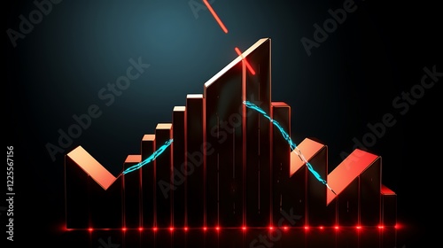 Rising trend chart with bold red upward arrow highlighting growth