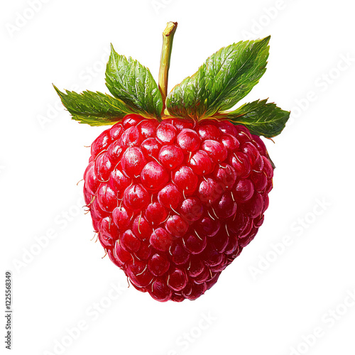 Fresh raspberry, isolated white and transparent background