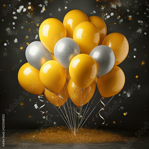Wallpaper gelbe und silberne Ballons photo